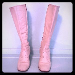 Off white vintage leather go-go boots!